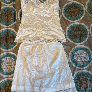 Ashley Taylor Ivory Lace Camisole and Skirt Ensemble